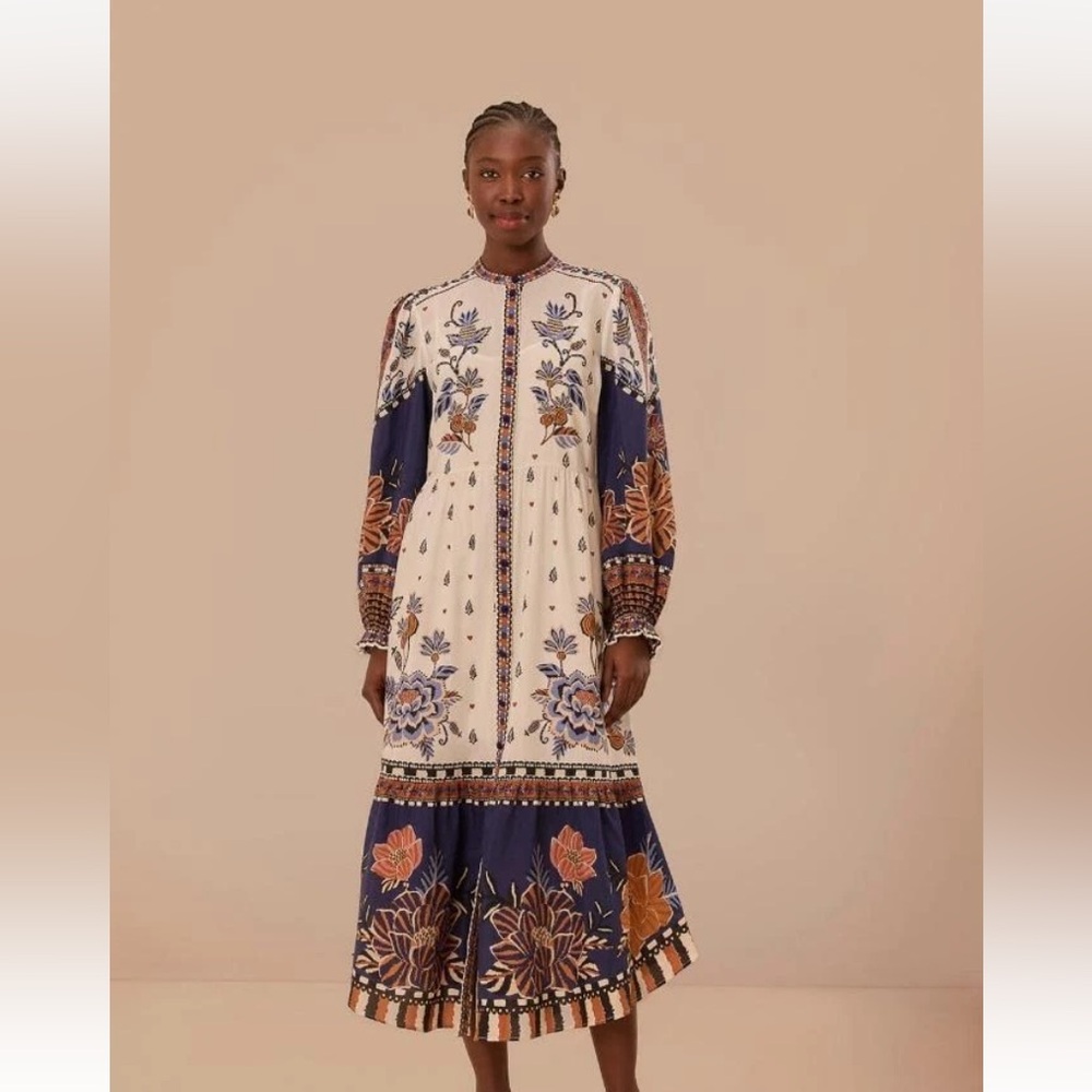 NWT Farm Rio Ainika Floral Embroidered Midi Dress medium